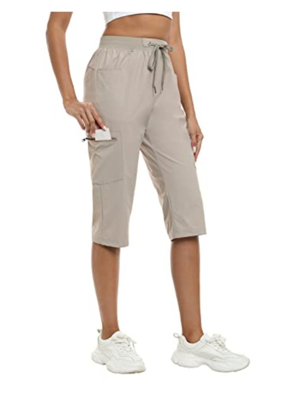 Women's Lightweight Ice Cool Capri Pants Quick Dry Hiking Cargo with Pockets